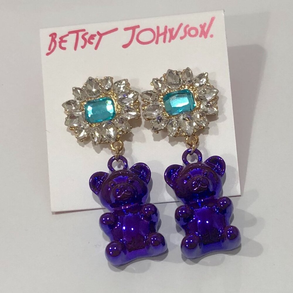 BETSEY JOHNSON Gummy Bear Drop Earrings Purple Green